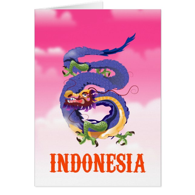 Indonesien Drakon retro reseaffisch Hälsningskort (Framsidan)