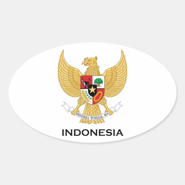 INDONESIEN - emblem/flagga/jacka av arm/symbol Ovalt Klistermärke (Framsida)