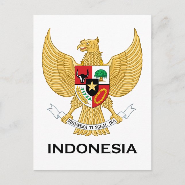 INDONESIEN - emblem/flagga/jacka av arm/symbol Vykort (Framsida)
