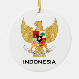 INDONESIEN - emblem/flagga/jackande av arm/symbol Julgransprydnad Keramik