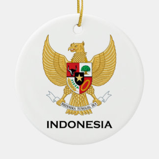 INDONESIEN - emblem/flagga/jackande av arm/symbol Julgransprydnad Keramik