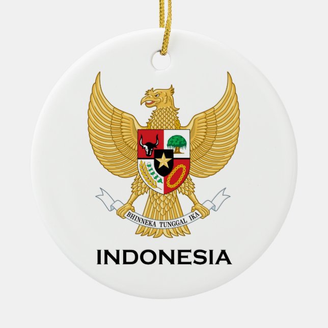 INDONESIEN - emblem/flagga/jackande av arm/symbol Julgransprydnad Keramik (Framsidan)