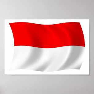 Indonesien Flagga Affisch Print