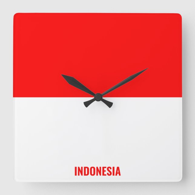 Indonesien Flagga Dazzling Patriotic Fyrkantig Klocka (Framsida)