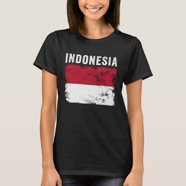 Indonesien Flagga Distress Manar Women Kids Indon  T Shirt (Framsida)