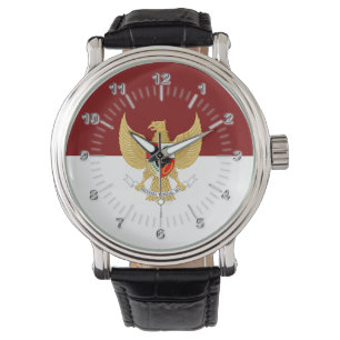 Indonesien flagga-emblem armbandsur