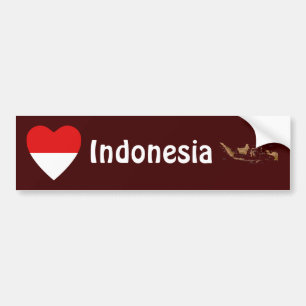 Indonesien Flagga Hjärta + Karta Bildäckslapp Bildekal