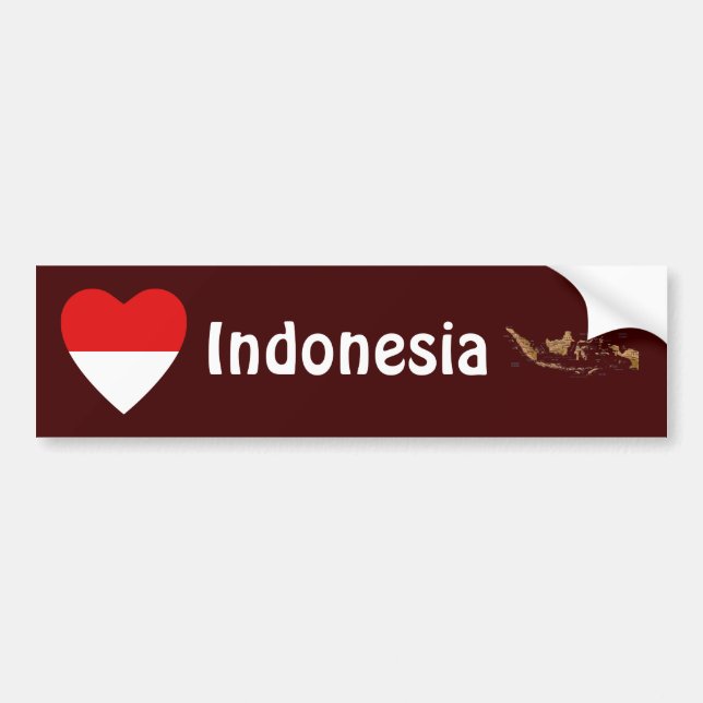 Indonesien Flagga Hjärta + Karta Bildäckslapp Bildekal (Framsidan)