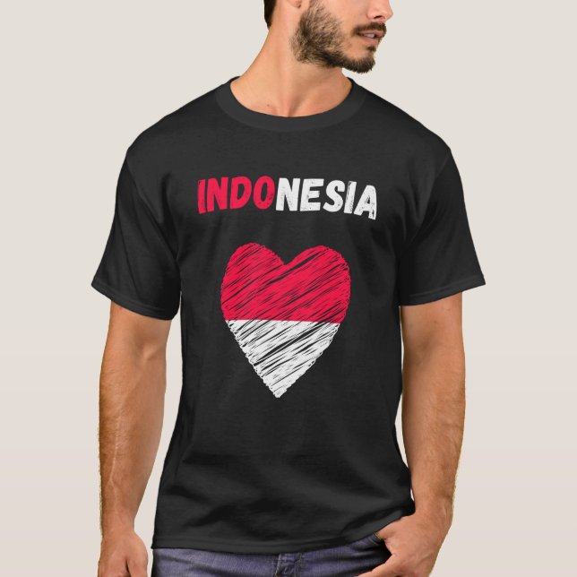 Indonesien Flagga Indonesia Heart Indonesia T Shirt (Framsida)