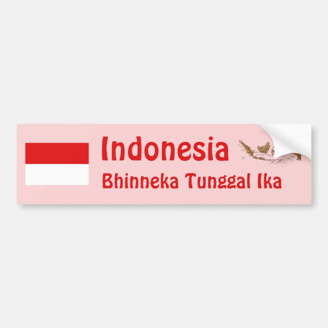 Indonesien Flagga + Kart Dekal (Framsidan)