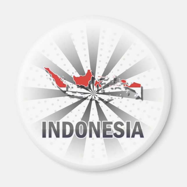 Indonesien Flagga Karta 2.0 Magnet (Framsidan)