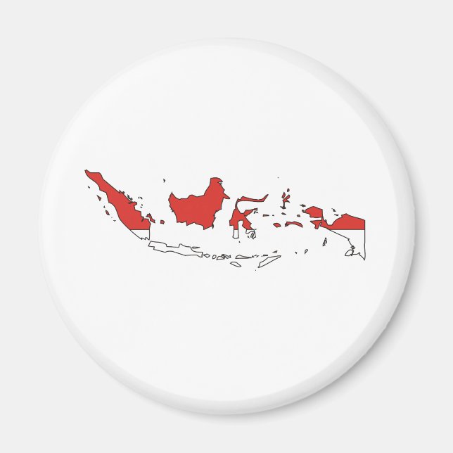 Indonesien Flagga Karta fullt storlek Magnet (Framsidan)