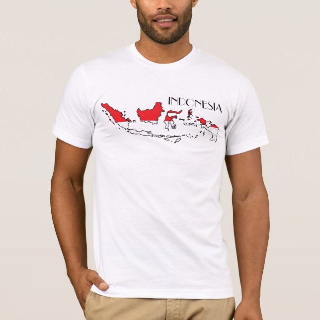 Indonesien Flagga-Karta skjorta Tee Shirt (Framsida)