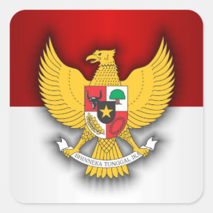 Indonesien flagga och Emblem Fyrkantigt Klistermärke