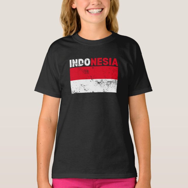 Indonesien Flagga Vintage T-Shirt (Framsida)