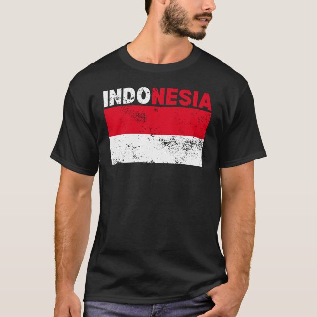 Indonesien Flagga Vintage T-Shirt (Framsida)