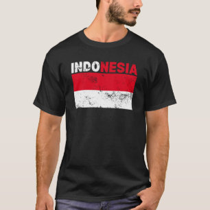 Indonesien Flagga Vintage T-Shirt