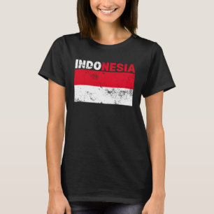 Indonesien Flagga Vintage T Shirt