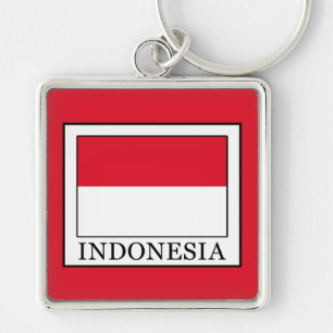 Indonesien Fyrkantig Silverfärgad Nyckelring