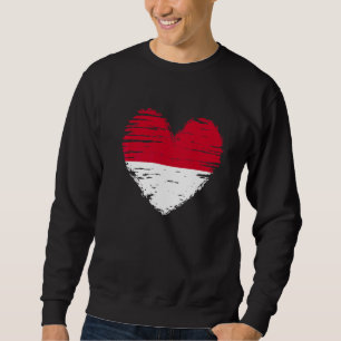 Indonesien Heart Indonesien-indonesiskt Flagga-Pri Lång Ärmad Tröja