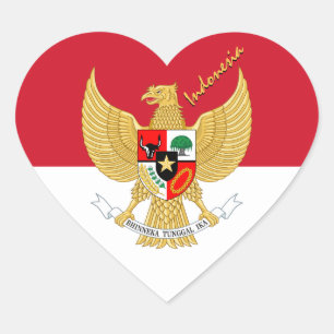 Indonesien Hjärtsticker, patriotisk indonesisk fla Hjärtformat Klistermärke