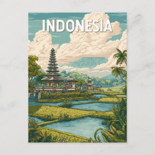 Indonesien Illustration Resa Konst Vintage Vykort