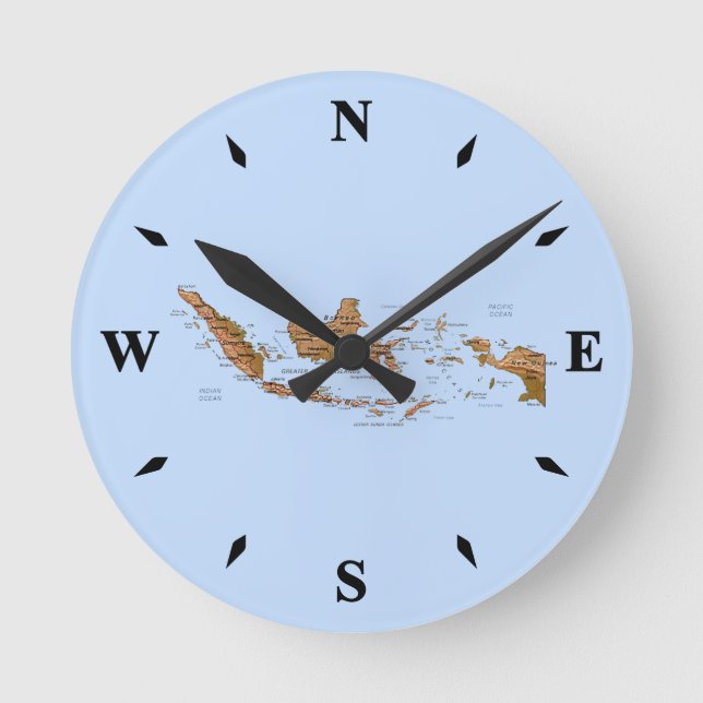 Indonesien Karta Clock Rund Klocka (Framsida)