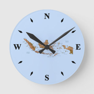 Indonesien Karta Clock Rund Klocka