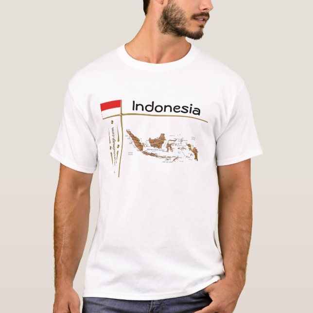 Indonesien Karta + Flagga + avdelning T-skirt Tee (Framsida)