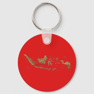 Indonesien karta Keychain Nyckelring