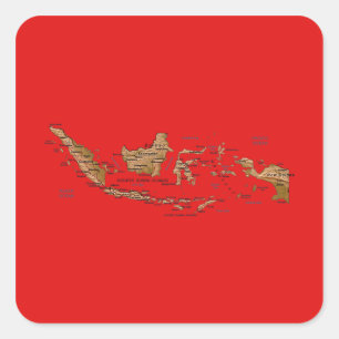 Indonesien Kartsticker Fyrkantigt Klistermärke