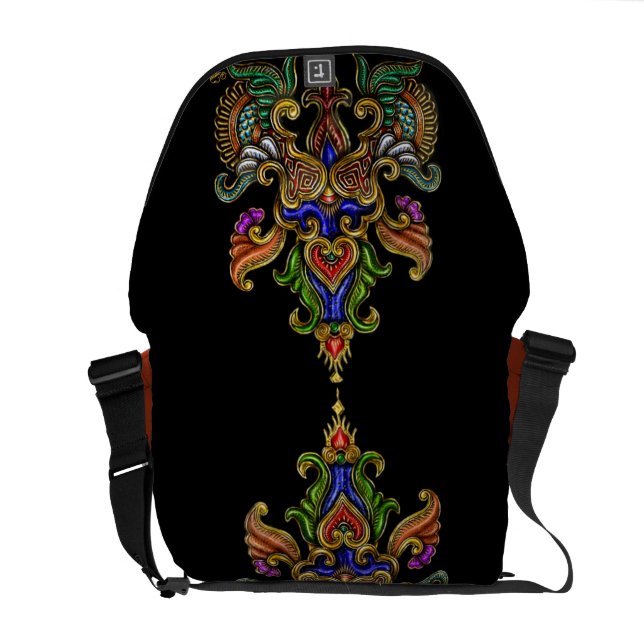 Indonesien konstdesign i cloisonné kurir väska (Öppen Baksida)