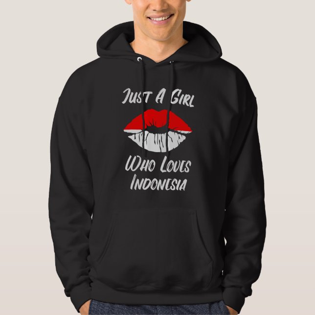 Indonesien Läppar Mun Kärlek Flagga Hoodie (Framsida)