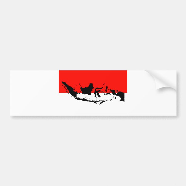 Indonesien National Flagga och Karta Bildekal (Framsidan)