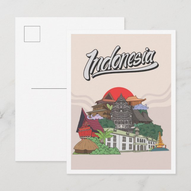 Indonesien Resa Vykort (Fram/baksida)