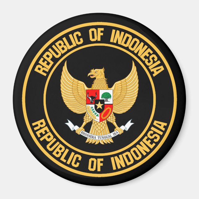 Indonesien Round Emblem Magnet (Framsidan)