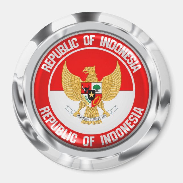 Indonesien Round Emblem Magnet (Framsidan)