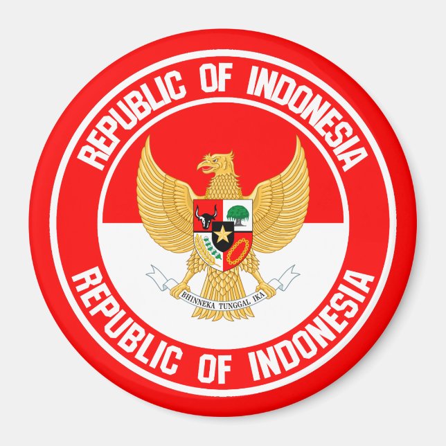 Indonesien Round Emblem Magnet (Framsidan)