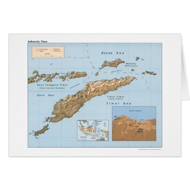 Indonesien Timor karta 1999 Hälsningskort (Framsidan Horizontal)
