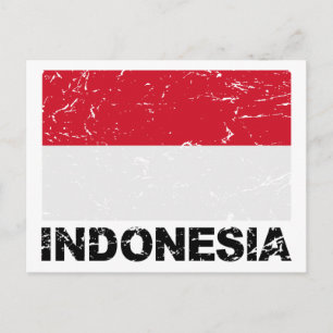 Indonesien Vintage Flagga Vykort