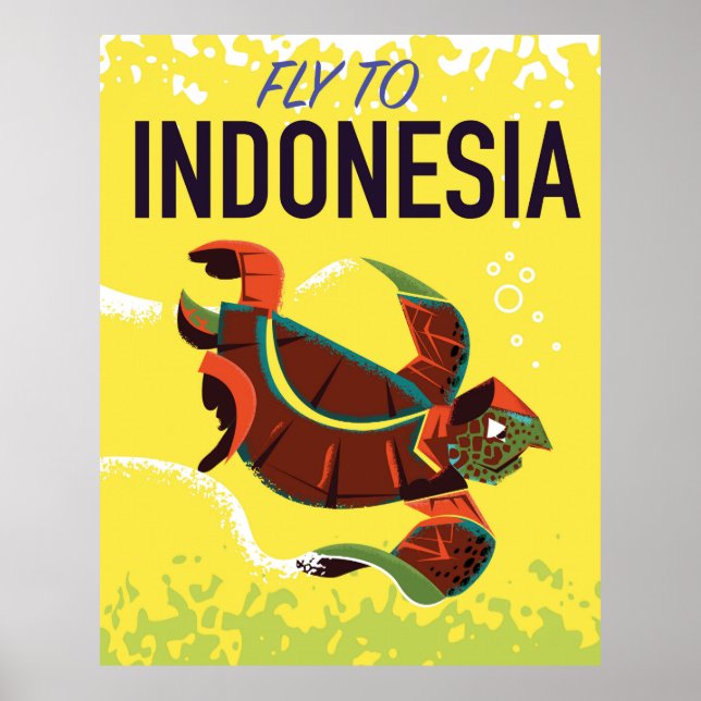 Indonesien Vintage Resemålat Affischtryck Poster (Framsidan)