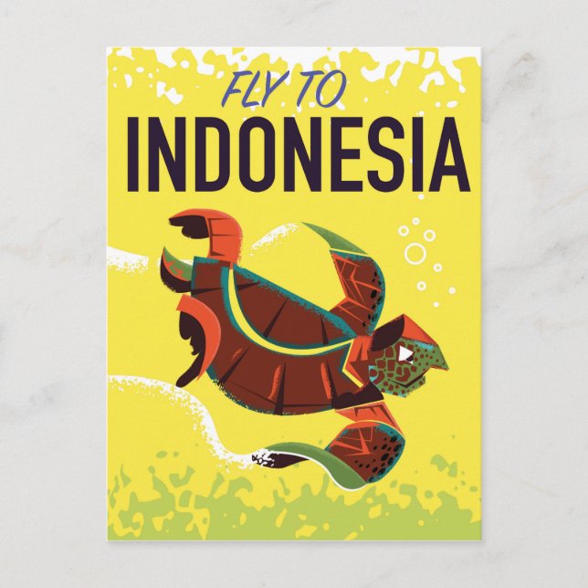 Indonesien Vintage Resemålningstryck Vykort (Framsida)