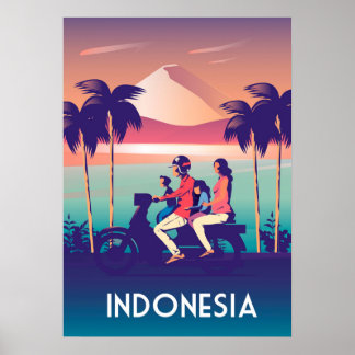 Indonesien vintage resor poster