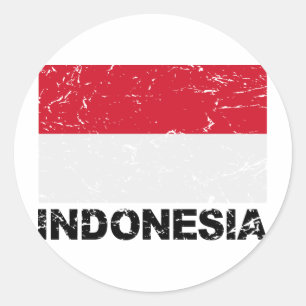 Indonesien vintageflagga runt klistermärke