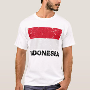 Indonesien vintageflagga tee shirt