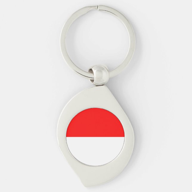 Indonesiens flagga swirl silverfärgad nyckelring (Framsidan)