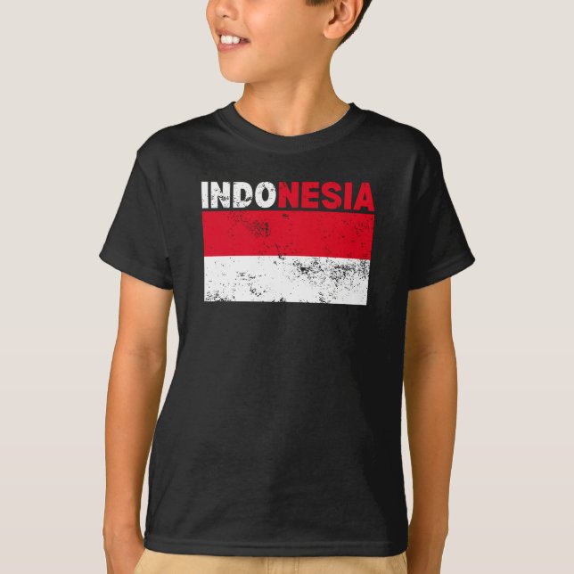 Indonesiens Flagga Vintage T-Shirt (Framsida)