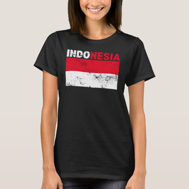 Indonesiens Flagga Vintage T Shirt (Framsida)