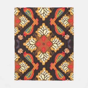 Indonesisk batik: flora fauna motif. fleecefilt