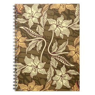 Indonesisk batik-motiv med flora- och fauna-patte anteckningsbok